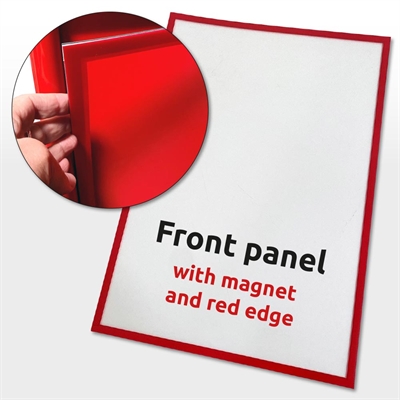 APET frontplade med magnet A1 (62,1 x 86,8 cm) med rød trykt kant. Passer til art. 3316