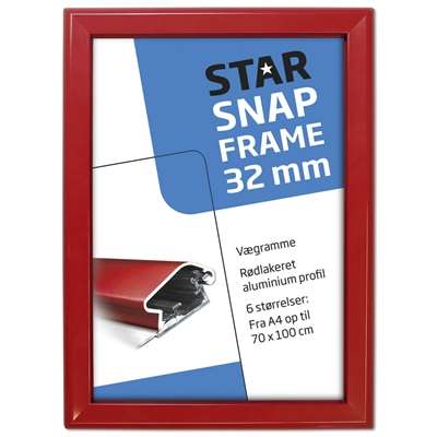 Klapprahmen mit 32mm Aluminium-Flachprofil, rot – A4