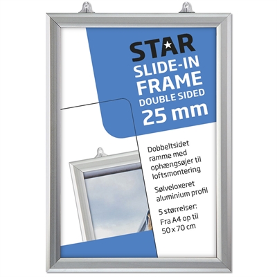 Slide-in Rahmen doppelseitig vertikal - 25 mm - Silber