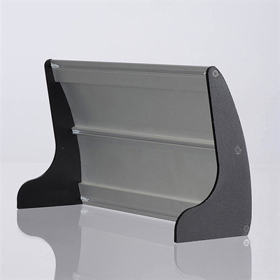 Namensschild für Tisch aus Aluminiumprofil, silber/schwarz – 7,4x15cm