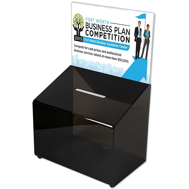 Tipbox Trinkgeld Box, schwarz, mit A5-Acrylhalter für Info