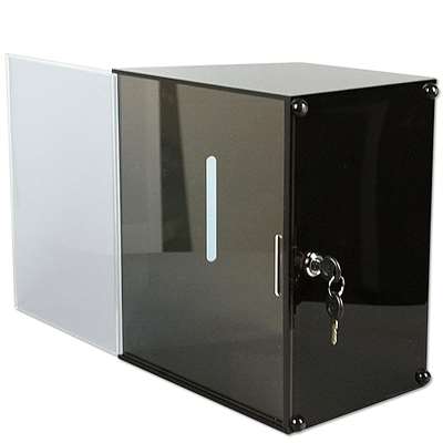 Tipbox Trinkgeld Box, schwarz, mit A5-Acrylhalter für Info