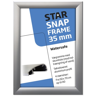 Watersafe Klapprahmen mit 35mm Aluminiumprofil, silber – 50 x 70 cm