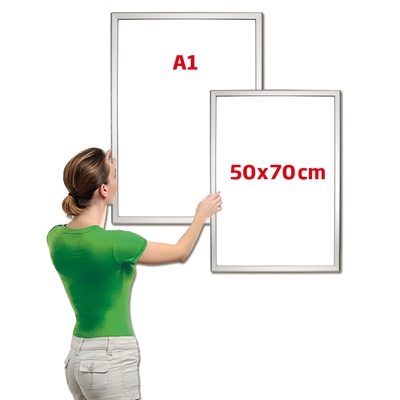 Opti Klapprahmen mit 25mm Aluminiumprofil, silber – 50 x 70 cm