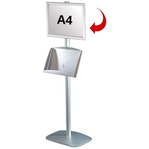 Mini Multi Stand 5 Infoständer – Einseitiger A4-Klapprahmen + A3-Stahlregal