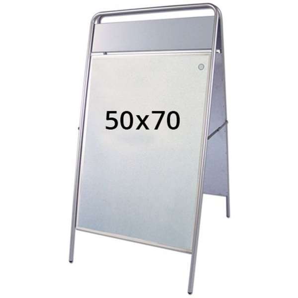 Expo Sign Kundenstopper mit Logo schild - 50x70 cm - Silber