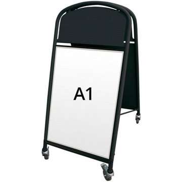 Ellipse Lux Kundenstopper mit Logoplatte – A1 – schwarz