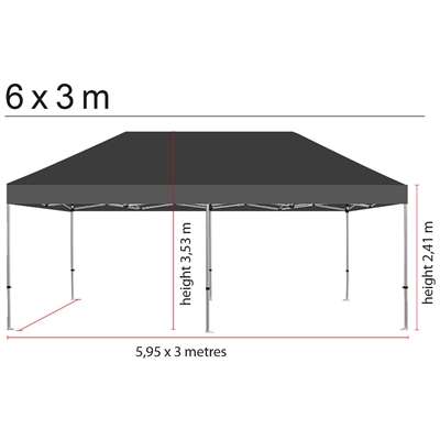 Dach für Eventzelt Lux 3 x 6 m, schwarz