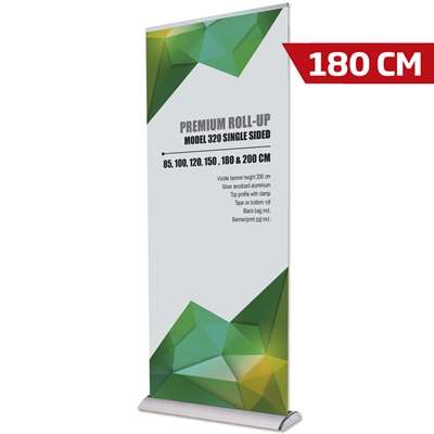 Premium Roll-up, einseitig, Kassette, silber, 180 cm x 160-220 cm