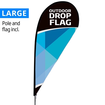 Beachflag, Outdoor-Drop flag, Large, inklusive Flagge mit Aufdruck und schwarzem Mast
