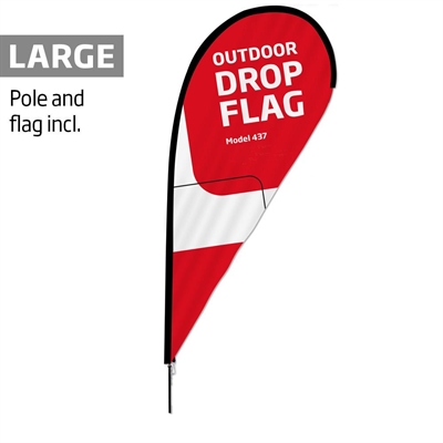 Beachflag, Outdoor-Drop flag, Large, inklusive Flagge mit Aufdruck und schwarzem Mast