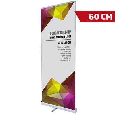 Budget Roll-Up einseitig – 60x200 cm – silber – mit Banner und Aufdruck