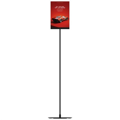 Design Stand, Bodenschild mit Acrylhalter, vertikal A4, schwarz, 132 cm hoch 