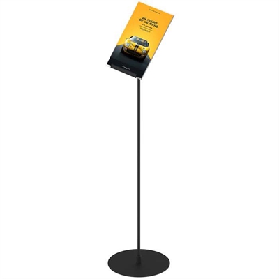Design Stand, Bodenschild mit 50 Grad Winkelhalter, vertikaler A4-Acrylhalter, schwarz