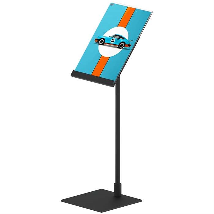 Design Stand. Tischschild mit Winkelhalter, vertikaler A5-Acrylhalter, schwarz