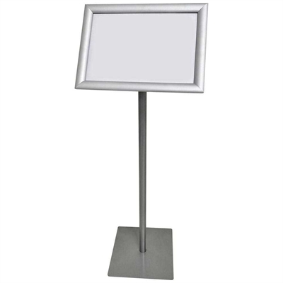 BASIC Infostand A4 - 92mm hoch - klapprahmen profil 25mm, Silber/Schwarz