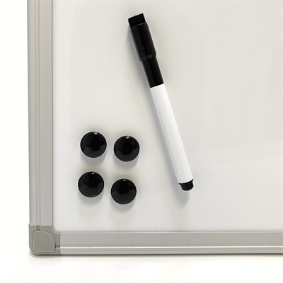 Whiteboard- und Kork-Kombitafel-Set, inkl. schwarzer Magnetmarker, 4 x schwarze 20-mm-Magnete, 12 schwarze Nadeln und Montagesatz