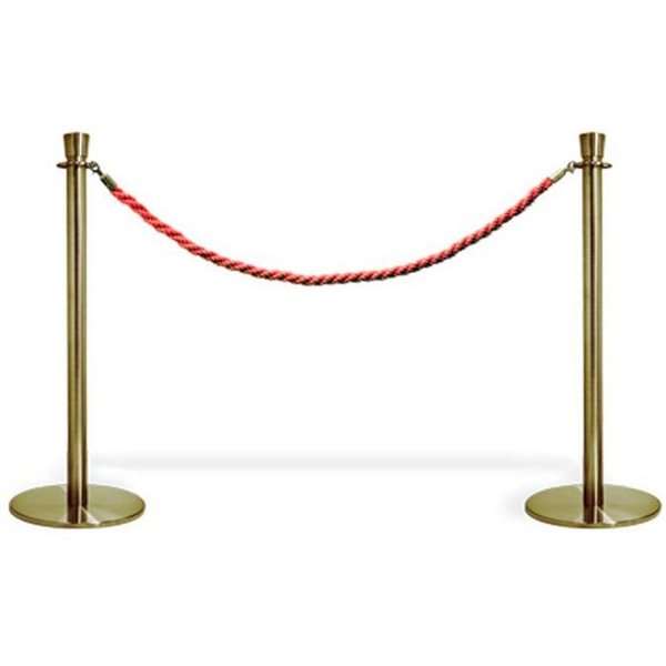 Barrikadenstangensystem in Goldfarbe – 2 Ständer mit rotem Seil