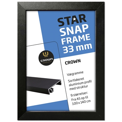 CROWN Klapprahmen mit 33mm Aluminium-Flachprofil, schwarz – 70 x 100 cm