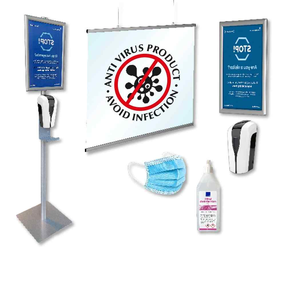 Desinfektionsmittelständer und Hygieneschutz