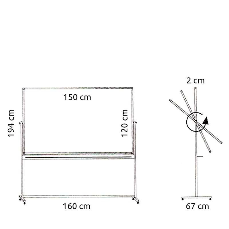 Schwenktafel, Whiteboard für intensiven Gebrauch auf mobilem Stativ - 8 Größen - 120x150 cm