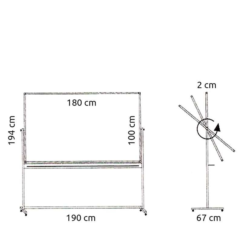 Schwenkbare Whiteboardtafel für intensive Nutzung auf mobilem Stativ - 8 Größen - 100x180 cm