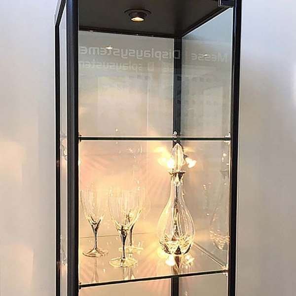 Vitrine - Showcase Tower Solo Glasvitrine mit Unterschrank, LED-Licht und Schloss - Schwarz