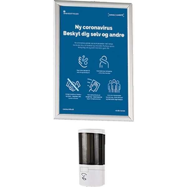 Handedesinfektionsspender 500 ml und A4-Klapprahmen für Wandmontage