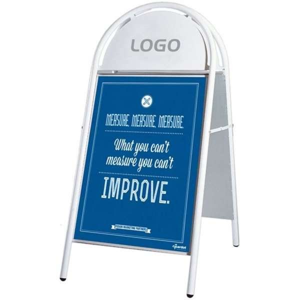 Expo Gotik Kundenstopper mit Logo schild - 70x100 cm - weiß
