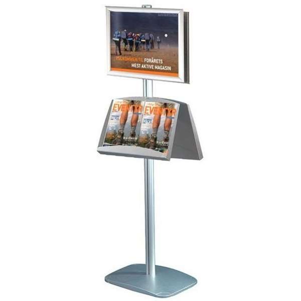 Mini-Multi Stand Infoständer - doppelseitiger A3-Klapprahmen + A3-Stahlregal