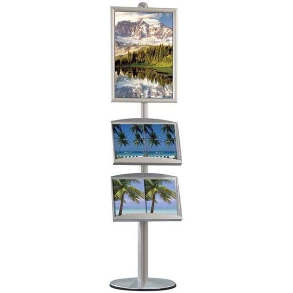 Multi Stand 3 Infoständer - einseitig mit 2 Stahlregalen 25mm, 1 x 50 x 70 cm