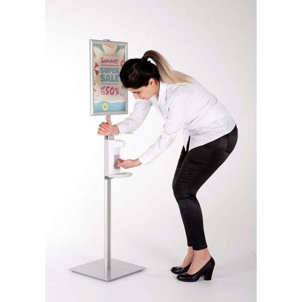 Desinfektionsständer für Handdesinfektion mit A4-Klapprahmen