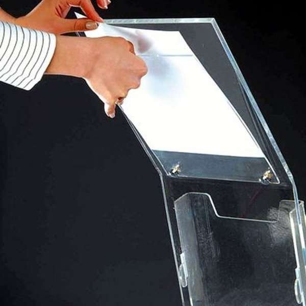 Acryl-Infoständer mit Prospekthalter vertikal - A4 - 21 x 29,7 cm