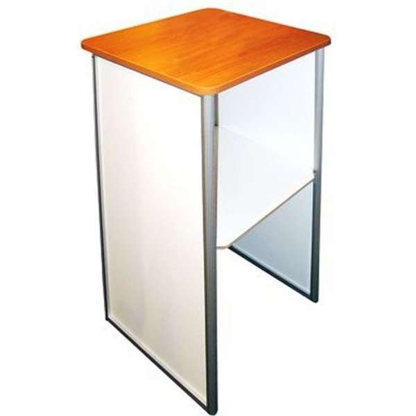 Quadratische Theke mit Holzplatte