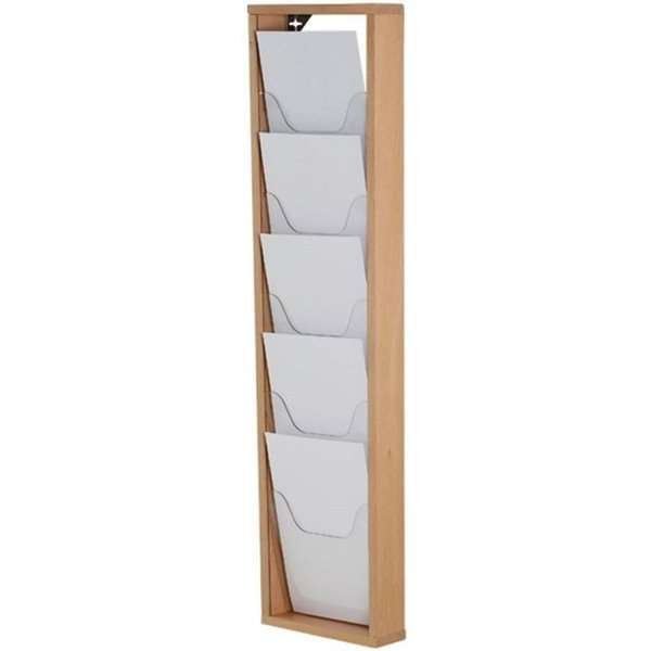Wandbroschürenhalter aus Holz. Naturholz. 5xA4