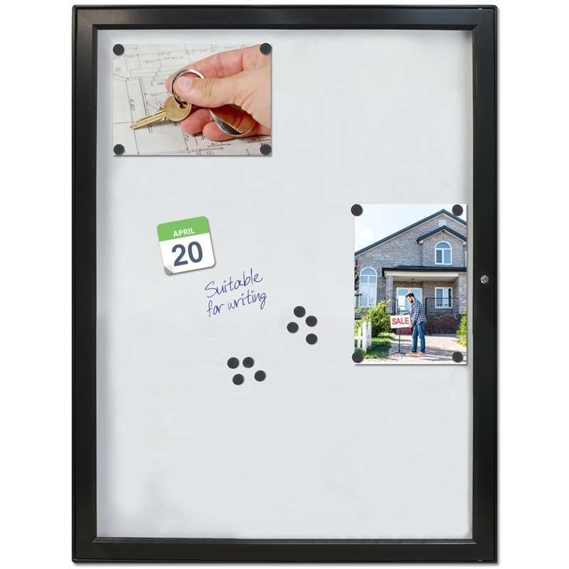 Schwarze Infobox magnetisch mit Schloss - 9xA4 - schwarz