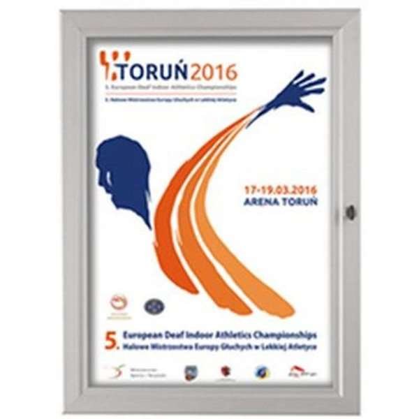 H&auml;ngeschrank mit Schloss und wei&szlig;er PS-R&uuml;ckplatte, silber - A4