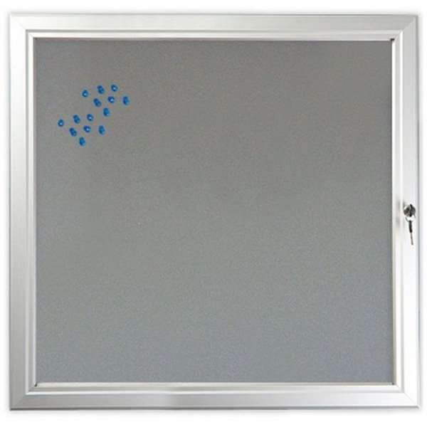 H&auml;ngeschrank/Infobox mit Schloss und Filzr&uuml;ckseite, silber - 12xA4