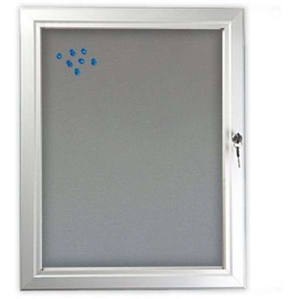 Hängeschrank/Infobox mit Schloss und Filzrückseite, silber - 4xA4