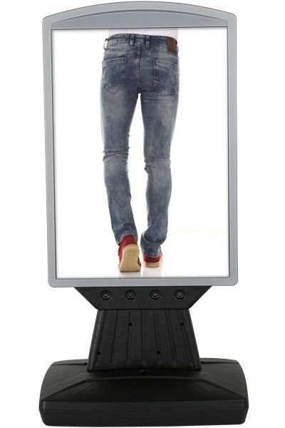 Kunststoffschild mit Fuß - schwarzer Wassertank - silberne Oberseite