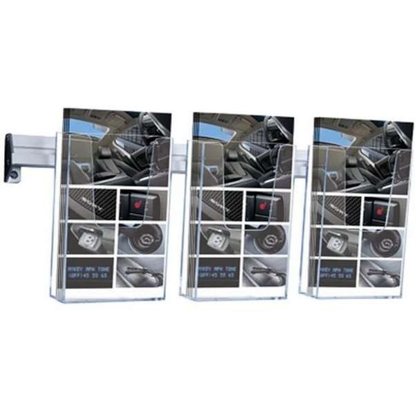 Prospekthalter für die Wand, Aluminiumleiste mit 3 Stk. M65 Acrylhalter