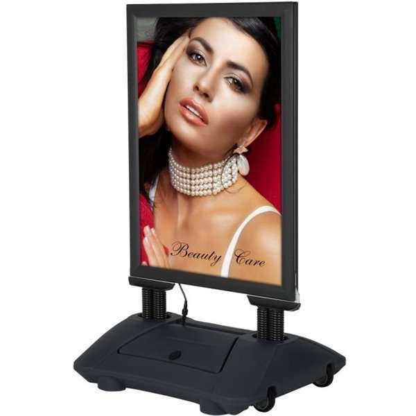 Wind-LED Pro Waterbase Kundenstopper, 44mm Rahmen, A1 - inkl. Batterie. Schwarz