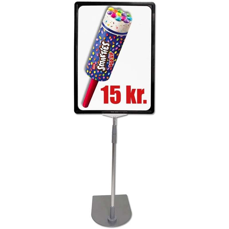 Preis Rahmenset, Aluminiumfuß und -stange, schwarzer A3-Rahmen (29,7 x 42 cm)
