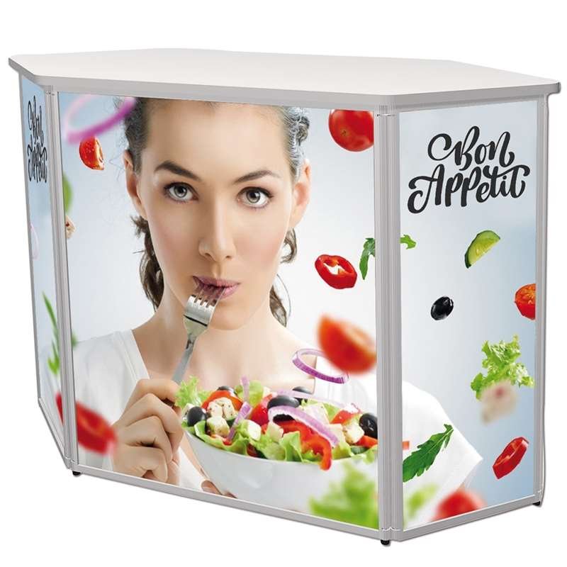 Druck auf PP-Folie für Expo Counter und Curved Counter