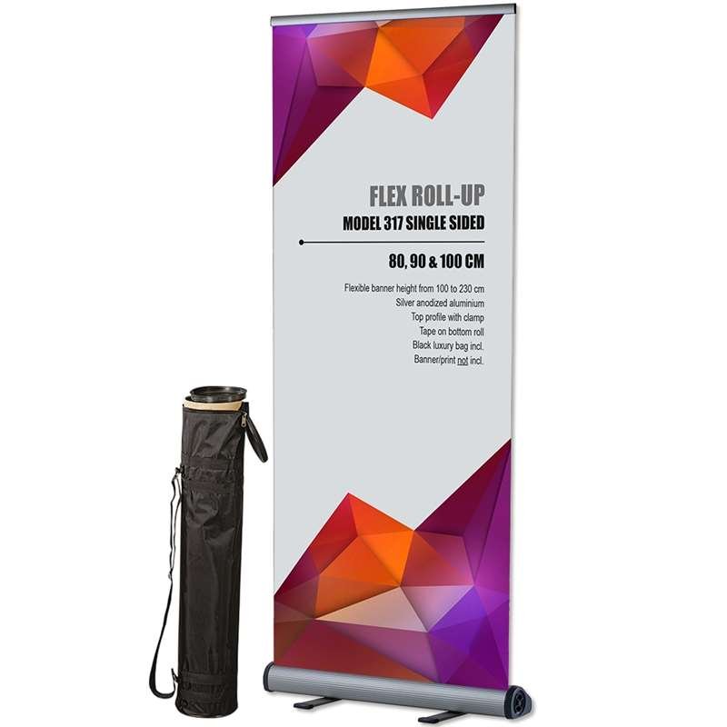 Flex Roll-up einseitig - 80x230 cm - silber - mit Banner und Aufdruck