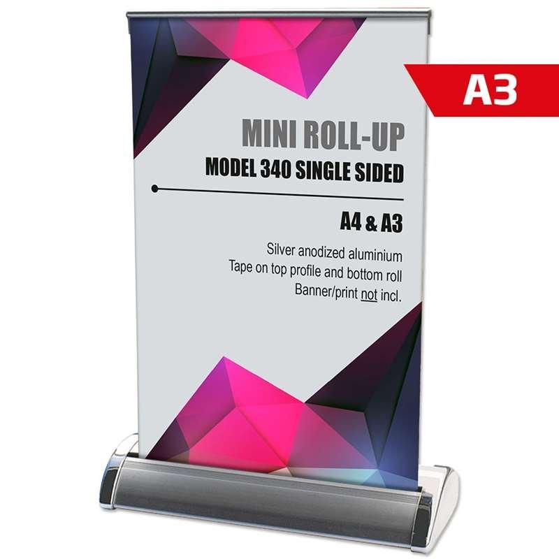 Mini Roll-up, einseitig, Kassette, silber, A3