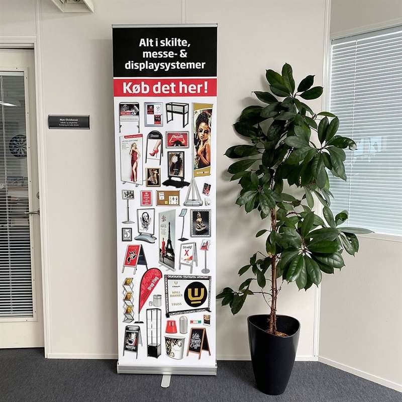 Basic Roll-up einseitig - 70x200 cm - silber - mit Banner und Aufdruck