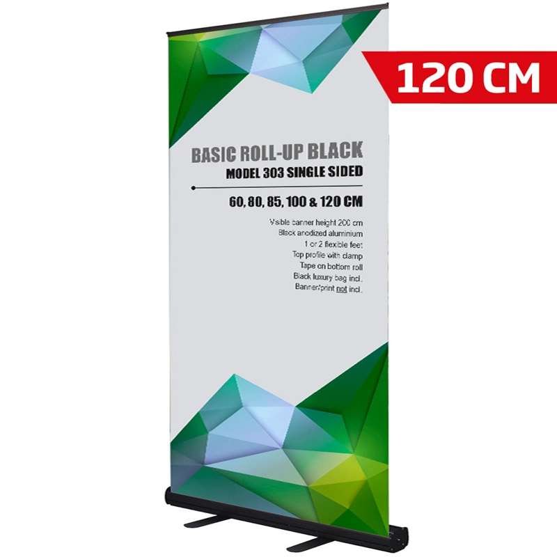 Basic Roll-up, einseitig, schwarz, 120 cm, inkl. Bannerdruck