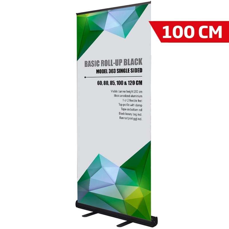 Basic Roll-up, einseitig, schwarz, 100 cm, inkl. Bannerdruck
