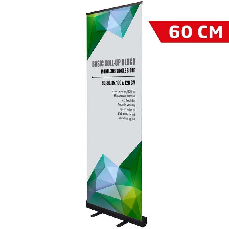 Basic Roll-up Kassette, schwarz, einseitig, 60 x 200 cm